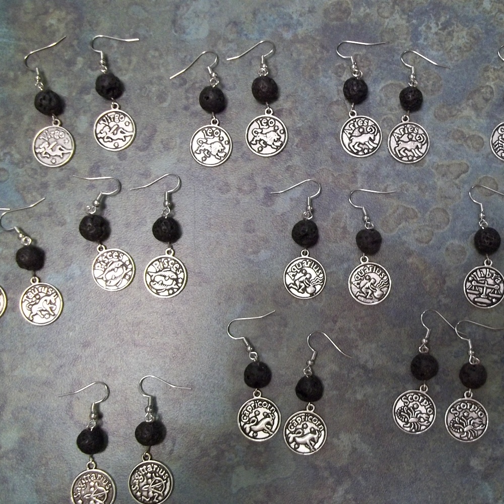 Zodiac Lava Bead Diffuser Earrings